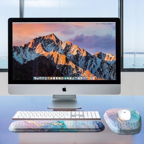 Mouse Pad with Wrist Rest, Comfortable Memory Foam Wrist Rest for Computer Keyboard, Ergonomic Mouse Pad Set for Easy Typing & Pain Relief - Blue Pink - Image 6