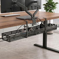 Under Desk Cable Management Tray, 15-25in Retractable Metal Cord Organizer Rack, No Drill Desk Tray with Clamp, Anti-Slip Pads Cable Tray for Home, Office, Gaming, Standing Desks by Unknown