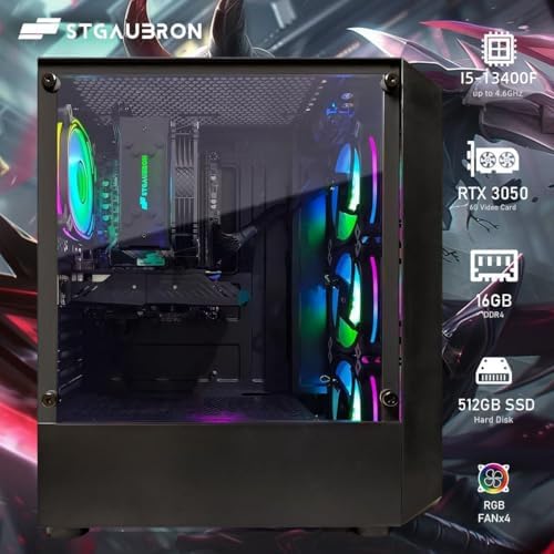 STGAubron Gaming PC Desktop,Core i5-13400F,RTX 3050 6G,16G DDR4,512G SSD - Image 3