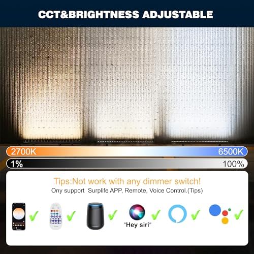 Linkable LED Wall Washer Light Dimmable 1-100% Via APP Control, 72W 2700-6500k 6CCT Linear Flood Light Bar with RF Remote, 120V Waterproof Landscaping Spotlights Outdoor - Image 3