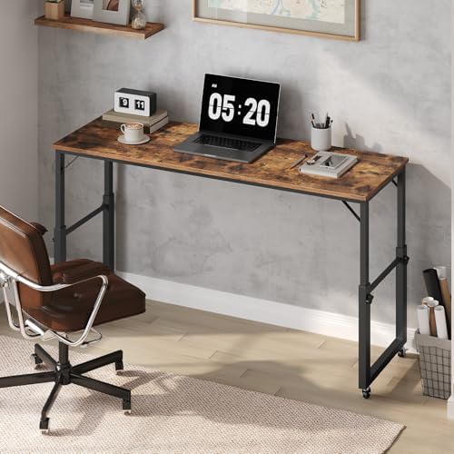 MAHANCRIS Overbed Table with Wheels, Mobile Bed Desk for Queen Size, 36"-43.5" Adjustable Height Rolling Table, Recliner Desk, Mobile Cross Bed for Bedroom, Living Room, Office, Rustic Brown MTHR18001 - Image 4