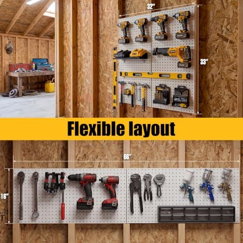 2 Pcs Metal Peg board Panels, White Peg boards Kit Wall Organizer - Image 4
