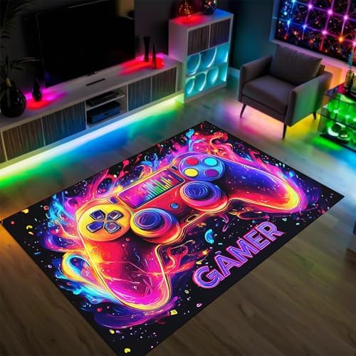 Gaming Rug for Boys Room - Gamer Rug, 8'x10' Gaming Carpet for Teens Boys Bedroom Playroom Decor, Game Controller Carpet for Office Computer Chair Floor Mats - Image 3