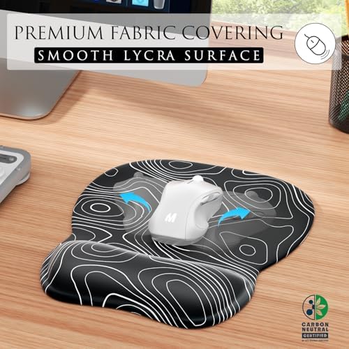 MROCO Ergonomic Mouse Pad Gel Wrist Rest, 9.4 x 8.1 in, Black Topographic - Image 2