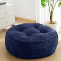 HIGOGOGO 8" Extra Thick Floor Pillow Cushion for Adults, Meditation Cushion Pillow, Large Round Floor Sitting, Tufted Corduroy Cover, for Tatami Living Room or Yoga, 22x22 Inch, Navy by HIGOGOGO