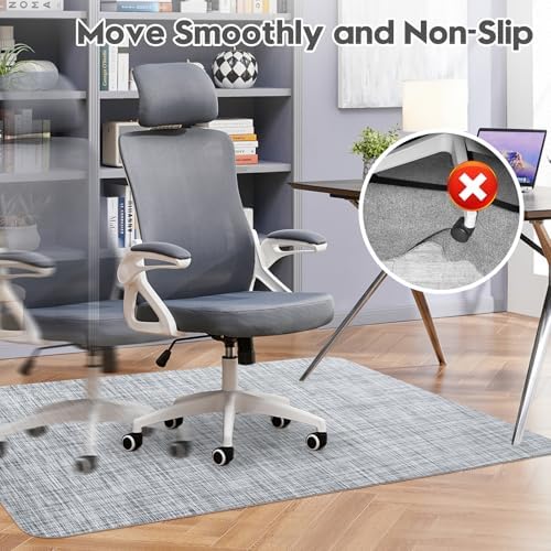 Sycoodeal Office Chair Mat for Hardwood & Tile Floor, 36" x 55" Heavy Duty Computer Gaming Chair Mat for Rolling Chairs Non-Curve, Anti-Slip, Floor Protector for Home Office (Grey) - Image 4