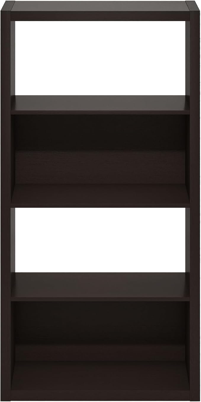 Furinno Viola 4-Tier Book Shelf, Extra Thick Frame Bookshelf, Dark Oak - Image 7