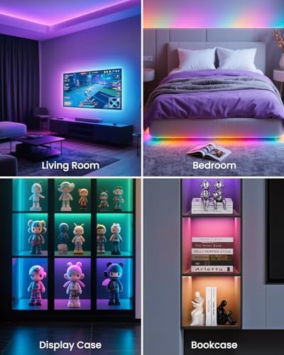 16.4ft RGB+IC LED Lights for 50-75 Inch TV, Backlight Strip Behind TV with Music Sync, Bluetooth APP and Voice Control, 44 Scene Modes, for Ambient Mood Lighting, Monitor Game, Bedroom, Living Room - Image 6