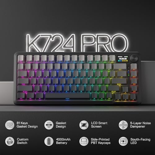 Redragon K724 PRO Wireless 81-Key Gasket Gaming Keyboard, TFT Screen & Knob - Image 2