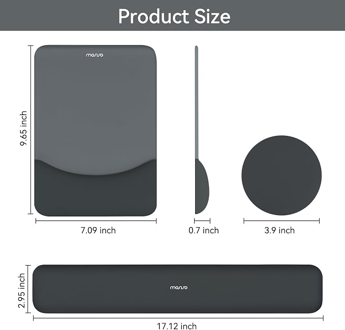 MOSISO Ergonomic Keyboard & Mouse Pad Wrist Rest Set, Slate Gray - Image 6