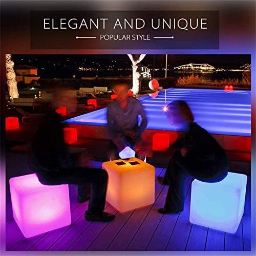 16 Inch Rechargeable LED Color Changing Cube Chair Light, Waterproof RGB Color Changing LED Light Cube Seat Stool Side Table w/Remote for Party Mood Lamp Night Romantic Decorative Lighting - Image 5