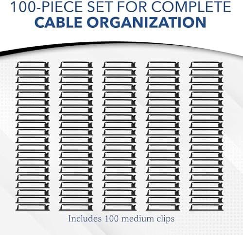 100 PCS Self Adhesive Cable Clips, Wire Organizer, Cable Management, Cord Organizer for Desk, Wall, PC, Car, Home, Office, USB, Ethernet, Power Cords, Black (Medium) - Image 3
