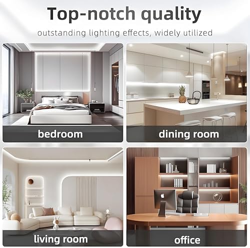 Tenmiro White LED Strip Lights 16.4ft (600 LEDs) Super Bright 25000K Daylight White, 3Color Temperature Dimmable with Smart App & Remote Control for Bedroom Kitchen Commercial Home Lighting Decor - Image 7