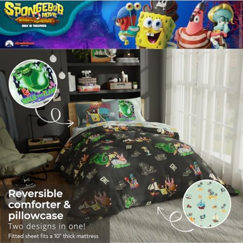 Spongebob Squarepants Movie Kids Full Size Bedding Set with Roblox UGC Reward Included – 7-Piece Super Soft Cozy Reversible Comforter & Sheet Set (Officially Licensed Product) by Franco - Image 7