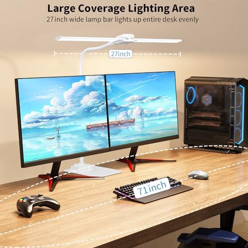 LED Desk Lamp Double Light: 1200LM Desk Light Base for Home Office, White - Image 3