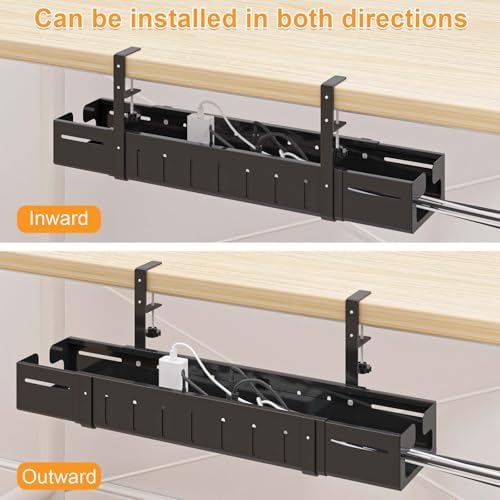 REALINN Under Desk Cable Management Tray Black - Image 5
