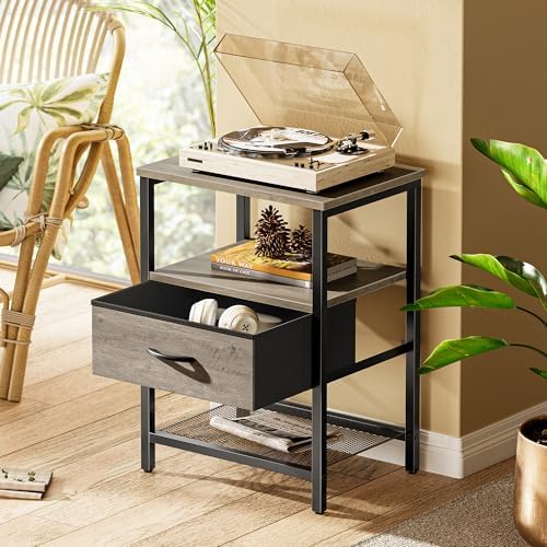 Huuger Nightstand Set of 2, Night Stand with Fabric Drawer, Mesh Shelf - Image 2