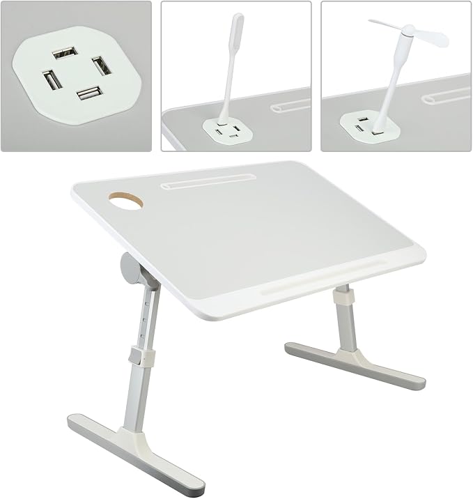 Laptop Bed Tray Table, Height Angle Adjustable Laptop Bed Stand, Portable Laps Desk with Foldable Legs Foldable Laps Tablet Table for Sofa Couch Grey - Image 7