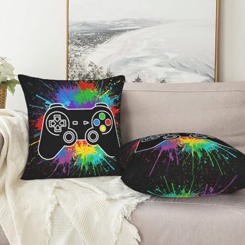Gamer Gaming Lover Gift Pillowcase Set of 2 Game Joystick Throw Pillow Covers Shells for Couch Office Bedroom Home Decoration, 20"X20" - Image 7