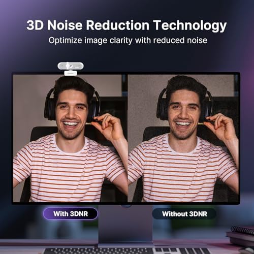 NexiGo N660P Pro 4K Webcam with Distortion-Free Lens, 1080p 60 fps Autofocus USB Streaming Camera, 3DNR, Noise-Canceling Mics & Privacy Cover, Web Cam for Gaming/Live Streaming/PC/Mac/Switch 2, White - Image 5