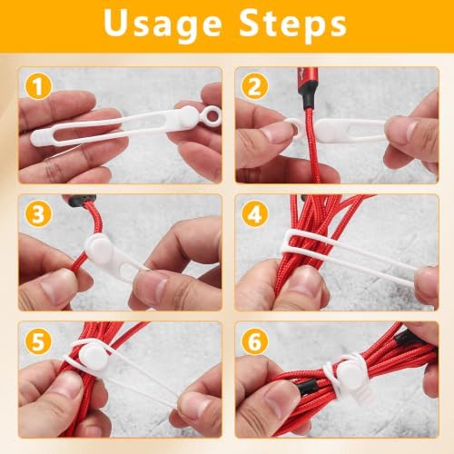 10 Pcs Silicone Cable Ties, Reusable Cord Organizer. - Image 3
