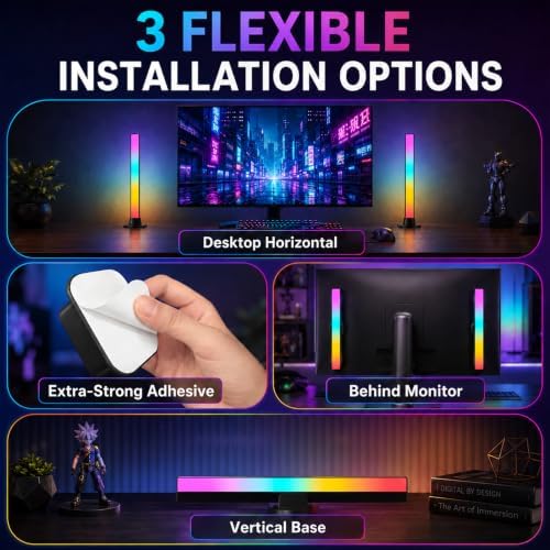 FFJ TV Light Bars, 9.5 Inch RGB Lights for Bedroom, Music Sync, Black - Image 6