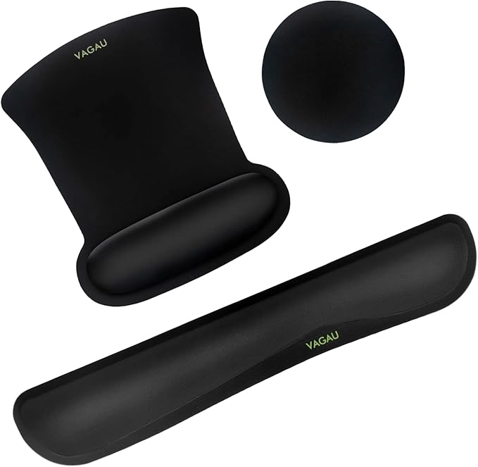 VAGAU Premium Keyboard Wrist Rest and Mouse Pad Wrist Support | Ergonomic Memory Foam Set for Office, Laptop, Mac, Computer and Gaming, Comfortable Typing &Wrist Pain Relief by VAGAU