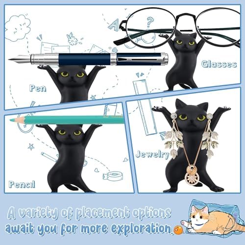 ATHAND Cute Stuff Home Decor Fun Kitty Decoration for Desk Shelf Magnetic Dance Cat Airpod Holder Headphone Earbuds Holder for Apple AirPods 1& 2 3 Pro, Unique Birthday Bday Gifts Ideas (Black) - Image 6