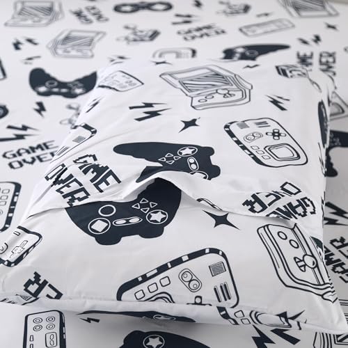 SDIII White Gamer Queen Fitted Sheet with 2 Pillowcases, Deep Pocket Soft Microfiber Gaming Sheet Queen Size for Boys Girls Kids and Teens - Image 4