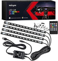 Nilight 4PCS Car USB Interior Lights RGB Remote Control | 48LED 5V DC Multicolor Music Car Neon Accent Light Strips Under Dash Lighting Kit with Sound Active Function by Nilight