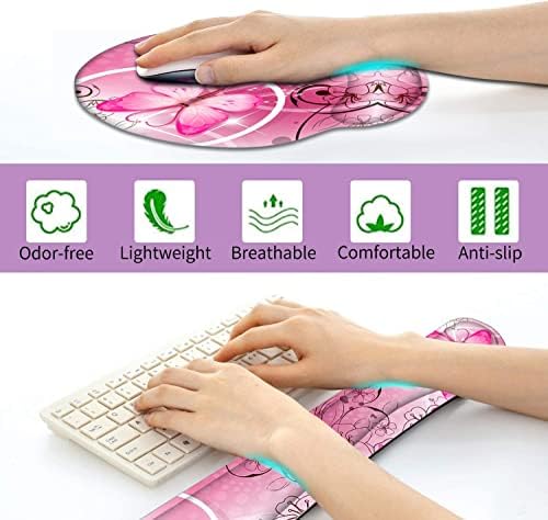 RICHEN Keyboard Wrist Rest and Mouse Pad with Wrist Support, Memory Foam Set for Gaming and Office, Comfortable & Lightweight for Easy Typing & Pain Relief (Pink Butterfly) - Image 5