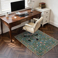 Anidaroel 36"x48" Office Chair Mat for Hardwood Floor/Tile Floor, Vintage Desk Rug for Office, Anti-Slip Office Rugs for Rolling Chairs, Low Pile Offices Chair Rug,Navy Blue Floral Bird by Anidaroel