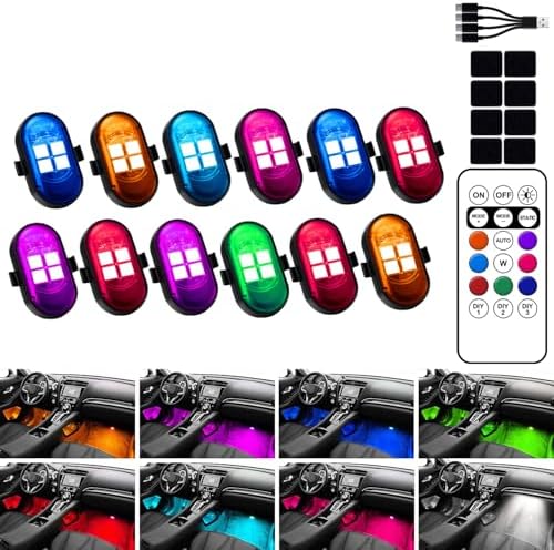 Wireless LED Lights for Car, Rechargeable Interior Car Lights by HEMEI9319