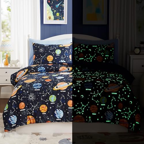 Twin Bedding Sets for Boys - 5 Pieces Space Bedding Twin Comforter Set by KaleidoSpaceHomeCollection