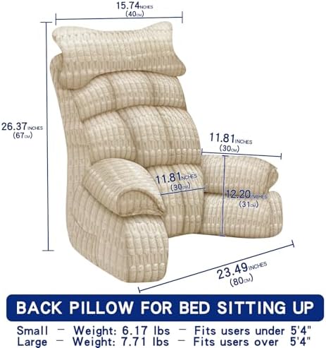 YDCEULARDOH Reading Pillow for Bed Adult – Large Bed Pillow with Arms, Supportive Back Pillow for Sitting Up in Bed for Reading, Watching TV, or Gaming - Image 6