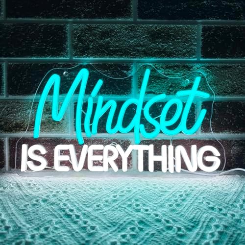 Mutank Mindset Is Everything Neon Sign Wall Decor, Motivational Neon Light USB Powered LED Dimmable, for Classroom Decor Office Gym Library Bedroom Bar Sign(14.1 * 7.8 In) by Unknown