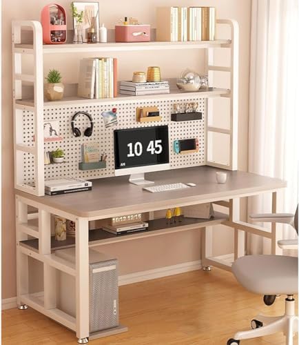 Pegboard Wall Organizer Panels.Modern Industrial Computer Desk with Storage Shelves & Pegboard - Stylish Home Office Workstation for Study, Writing, and Productivity，（Grey，47in） by Unknown