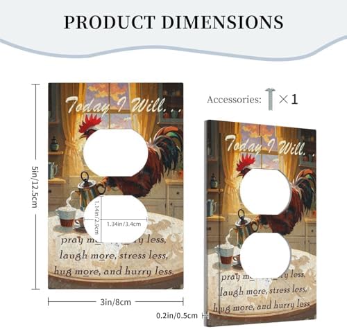 Outlet Covers Vintage Funny Chicken Rooster Decorative 1 Gang Duplex Light Switch Cover Plate Single Electrical Receptacle Wall Plate Plug Switchplate Faceplate for Kitchen Decor - Image 5