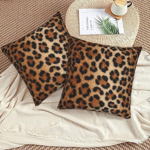Cheetah Print Pillowcase Set of 2 Leopard Animal Skin Throw Pillow Covers Shells for Couch Office Bedroom Home Decoration, 16"X16" - Image 5