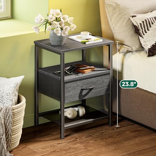 Huuger Nightstand Set of 2, Night Stand with Fabric Drawer, Mesh Shelf - Image 4