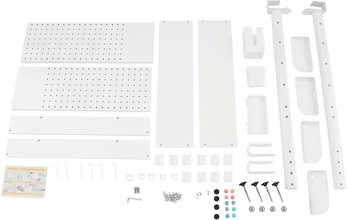Clamp On Desk Organizer Shelf, 31.5" x 37" Desk Extender Pegboard Bookshelf Workstation Computer Desk Accessories with Shelf for Office, Privacy Panel for Gaming Desk (White, 31.5"W x 37.4"H) - Image 9