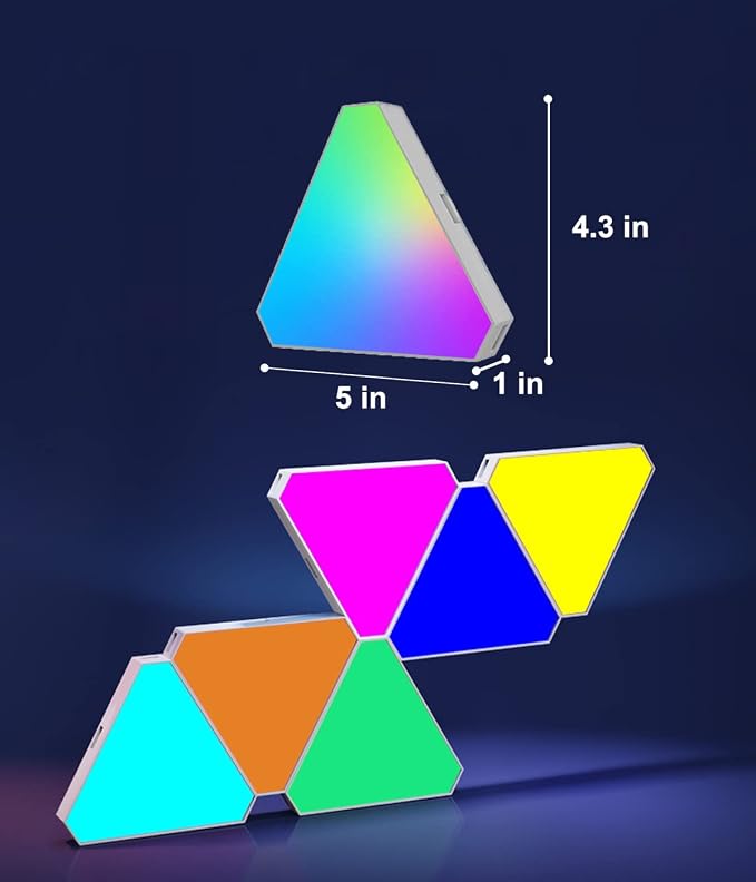 Triangle Light Panels, RGB Gaming Lights for Gaming Setup, DIY Triangle LED Wall Lights with 6 Connection Ports, APP and Remote Controlled, Music Sync for Gaming Room Bedroom Streaming, 10 Pack - Image 7