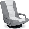 Best Choice Products Swivel Gaming Chair 360 Degree Multipurpose Floor Chair Rocker for TV, Reading, Playing Video Games w/Lumbar Support, Armrest Handles, Adjustable Foldable Backrest - Gray/White by Unknown