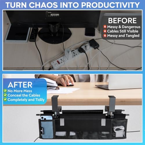 Under Desk Cable Organizer, Cable Management Tray, Clamp or Screw Mount - Image 4