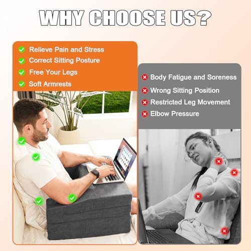 comehealthy Lap Desk Pillow for Laptop, Large Reading Pillow for Adult, Arm Rest Pillow with Cup Holder, Memory Foam Bed Desk for Working, Gaming, Reading, Laptop Desk for Couch Bed Floor(Grey) - Image 3
