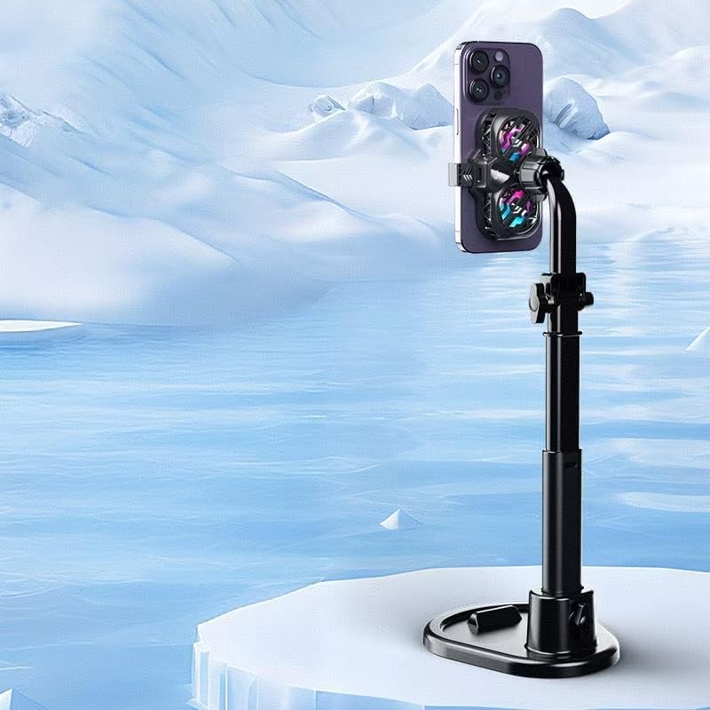 Cell Phone Stand with Phone Cooler, Height Adjustable Desktop Cell Phone Stand with Cooling Fan for Live Streaming, Compatible with All iPhone Android Phones - Image 5