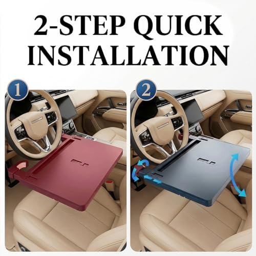Car Back Seat Tray Table with Expandable Tray - 2-Sided Car Desk for Kids & Adults, Extra Wide & Sturdy Headrest Mount with Non-Slip Pad, Tablet/Laptop Holder for Road Trip(Carbon fiber front panel) - Image 4