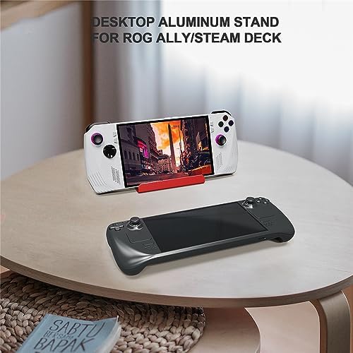 Desktop Bracket Holder for Rog Ally for Steam Deck Aluminum Alloy Stand Base Game Console Stand Playstand Mount with 5 Card Storage Slot Design (Silver) - Image 2