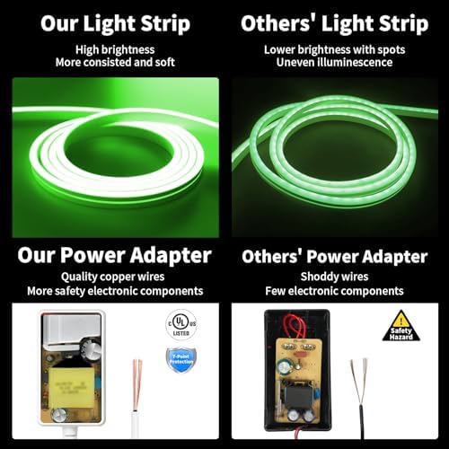 iNextStation Green LED Light Strip 16.4FT LED Rope Lights (with DC12V Plug) - Image 3