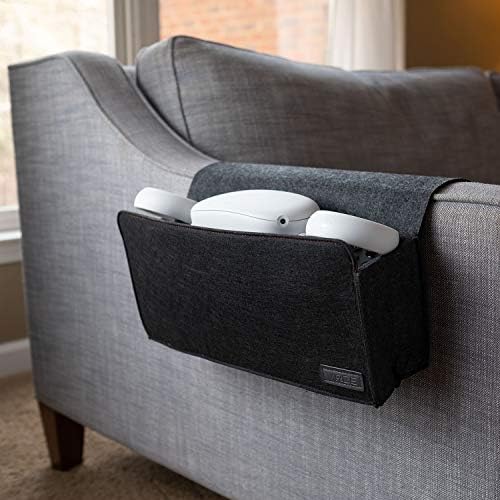 VRGE - Couch Bedside Gaming Organizer Caddy Storage Hanging Felt Mount for Game Controllers/Headphones/Meta Oculus Quest 3/2 VR w/Side Remote Control Holder - Image 2